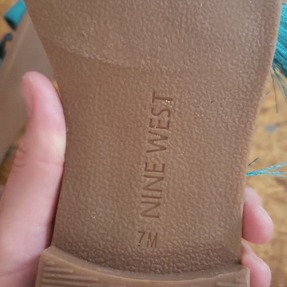 Turquoise Nine West Tassle Sandals - Picture 2 of 4